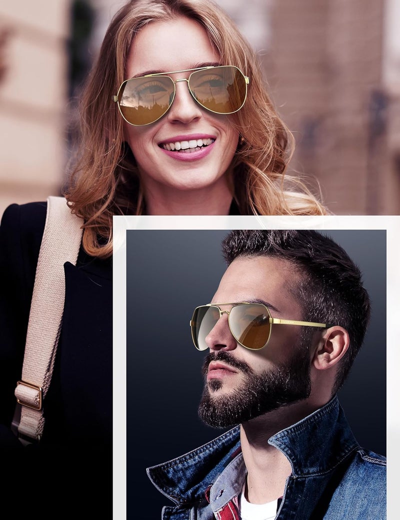 LUENX Aviator Sunglasses for Men Women Polarized New Shades Large Metal Frame - UV 400 Protection - Image 2